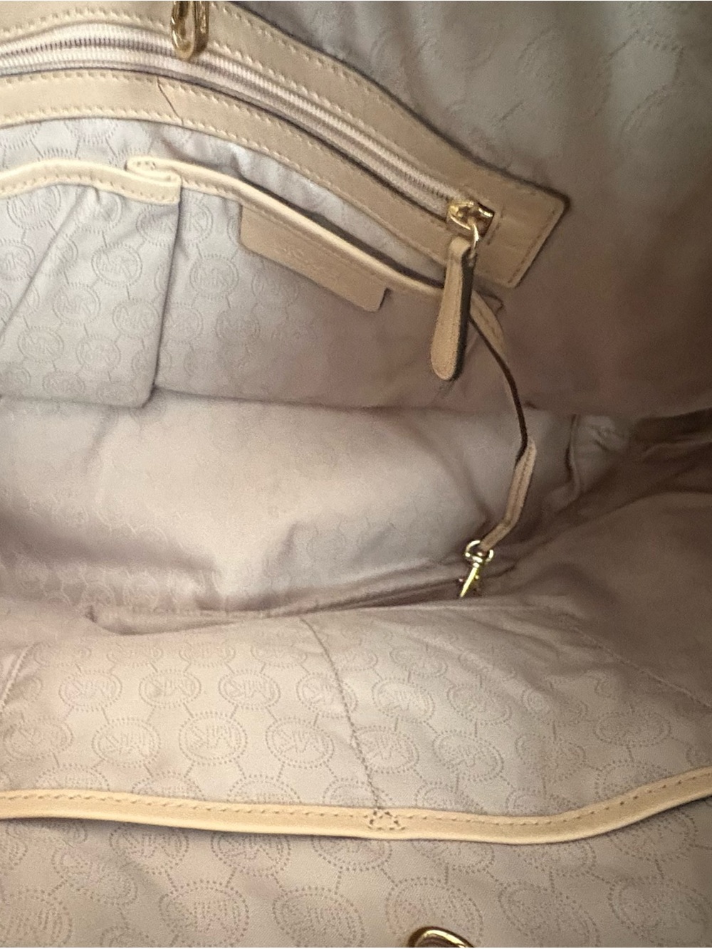 Michael Kors Brown Tote with Taupe Trim and Gold Studs - Picture 2 of 3